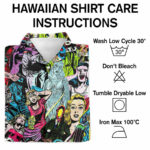 1950s horror comics collage hawaiian shirt care instructions 1