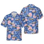1964 Gold Chevy Corvette Floral Hawaiian Shirt