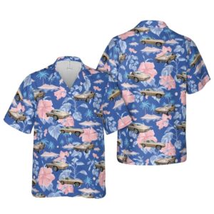 1964 Gold Chevy Corvette Floral Hawaiian Shirt