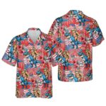 4th Of July Dinosaur And Sloth Hawaiian Shirt