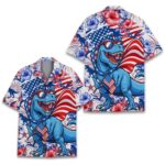 4th of July American Flag Patriotic Dinosaur Hawaiian Shirt