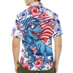 4th of July American Flag Patriotic Dinosaur Hawaiian Shirt Back(1)