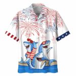 4th of july Independence Day Shark hawaiian shirt
