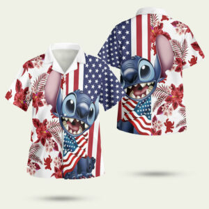 4th of july independence day american stitch cartoon lilo and stitch hawaiian shirt