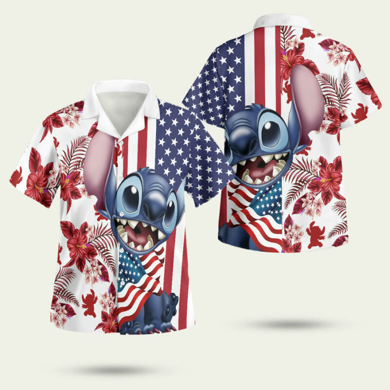 4Th Of July Independence Day American Stitch Cartoon Lilo And Stitch Hawaiian Shirt