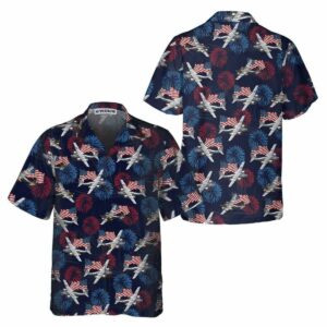A 26 Invader Aircraft American Flag And Firework Military Airplane Hawaiian Shirt