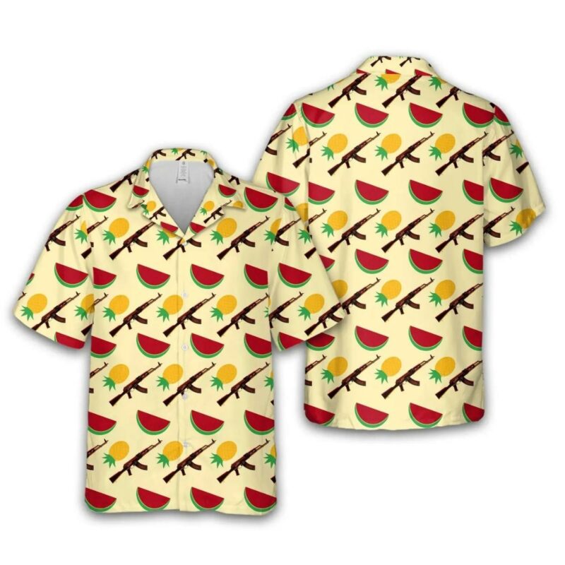 Ak47 Gun And Fruit Pattern Hawaiian Shirt