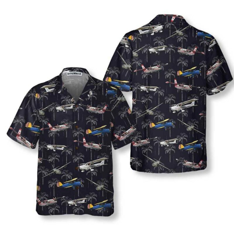 Aircraft On Coconut Forest Tropical Aircraft Aviation Hawaiian Shirt