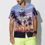 Aircraft On Sunset Hawaiian Shirt Front 1