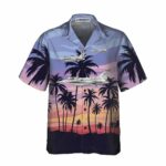 Aircraft On Sunset Hawaiian Shirt Front