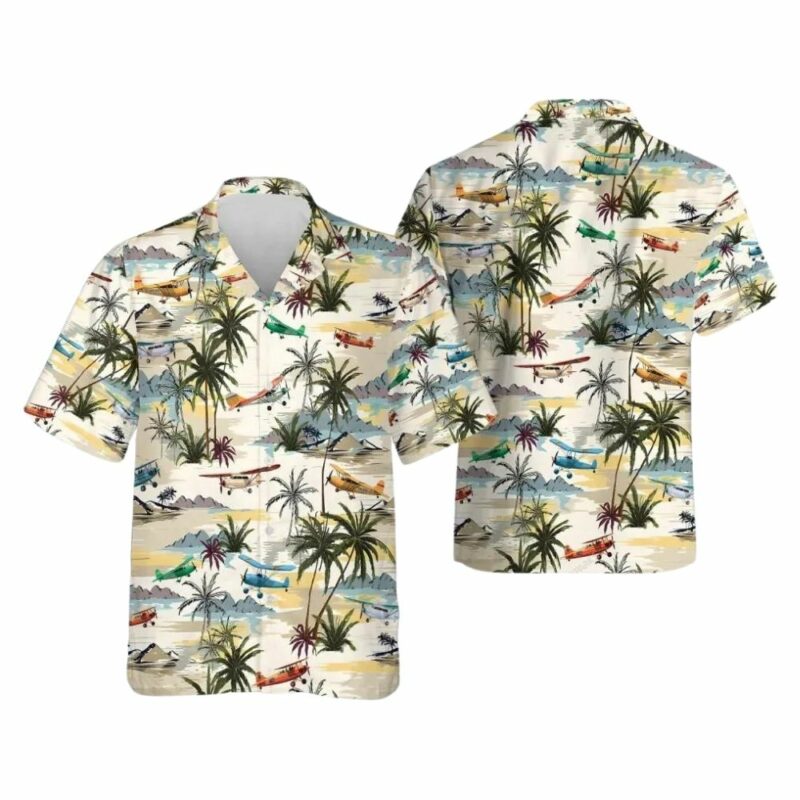 Airplane Palm Tree Hawaiian Shirt