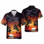 Airplane Sunset Coconut Island Hawaiian Shirt