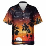 Airplane Sunset Coconut Island Hawaiian Shirt Front