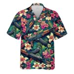 Ak47 Machine Gun And Flowers Tropical Hawaiian Shirt