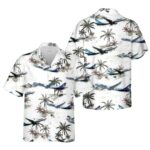 Alaska Airlines Boeing 737 800 Coconut Trees White Pattern Hawaiian Shirt