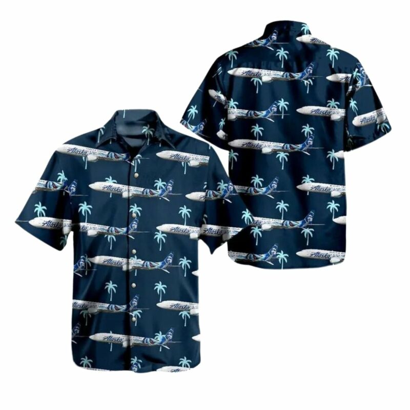 Alaska Airlines Boeing 737 9 Max Seattle Kraken Livery Hawaiian Shirt