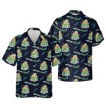 Alaska Airlines Spirit of the Islands plane Black Pattern Hawaiian Shirt