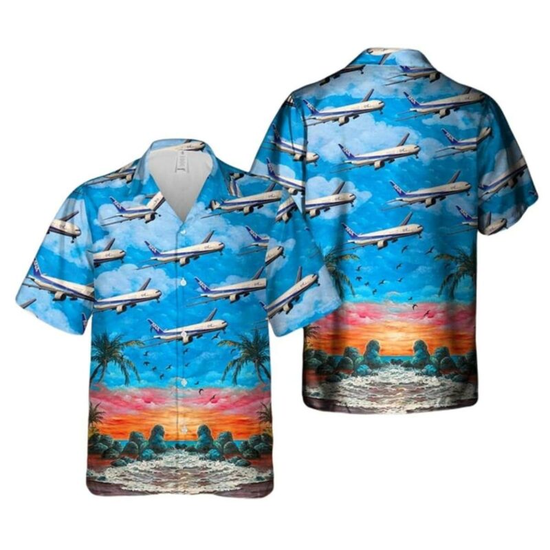 All Nippon Airways Fly In Sunset Beautiful Sky Hawaiian Shirt