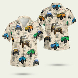 Amazing route us 66 jeep vintage hawaiian shirt