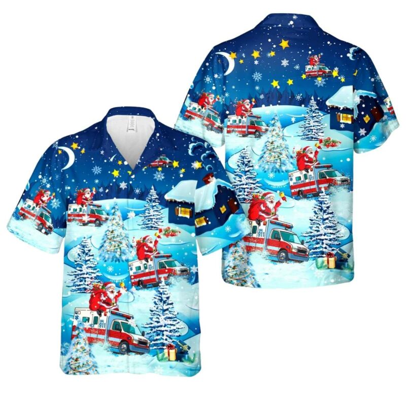 Ambulance Santa Christmas Hawaiian Shirt