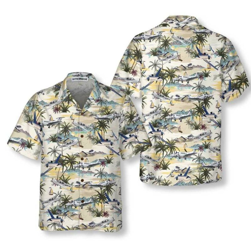 Army Aviation Aircraft Tropical Pattern Hawaiian Shirt