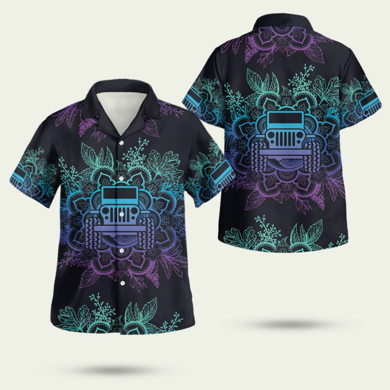 Awesome Jeep Mandala Ombre Purple Black Aloha Hawaiian Shirt