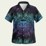 Awesome jeep mandala ombre purple black aloha hawaiian shirt front side