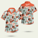 Baltimore orioles tropical vector seamless pattern hawaiian shirt