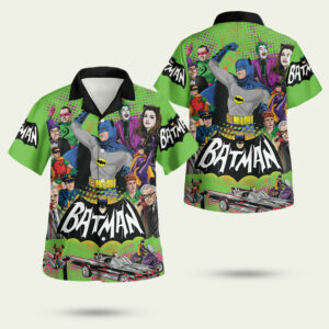 Batman heros villains batmobile hawaiian shirt