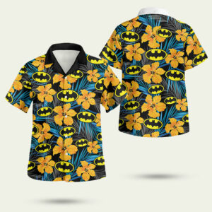 Batman logo floral hawaiian shirt