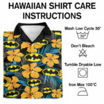 Batman logo floral hawaiian shirt care instruction