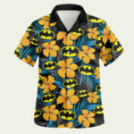 Batman logo floral hawaiian shirt front side