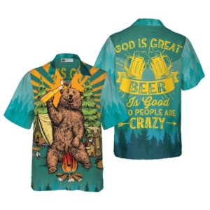 Bear Camping Drink Beer Hawaiian Shirt