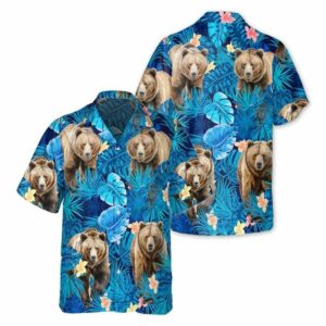 Bear Floral Tropical Hawaiian Shirt