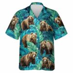 Bear Palm Leaves Hawaiian Shirt Front