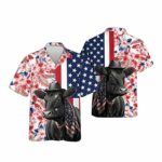 Black Angus Cow Lovers American Flag Hawaiian Shirt