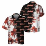 Black Budweiser Match Palm Trees Hawaiian Shirt