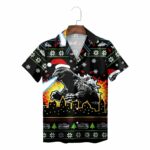 Black Santa Godzilla City Lights Ugly Christmas Hawaiian Shirt