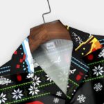 Black Santa Godzilla City Lights Ugly Christmas Hawaiian Shirt Front