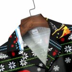 Black Santa Godzilla City Lights Ugly Christmas Hawaiian Shirt Front
