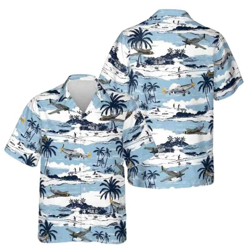 Blue Pastel Aircraft Hawaiian Shirt