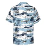 Blue Pastel Aircraft Hawaiian Shirt Back