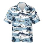 Blue Pastel Aircraft Hawaiian Shirt Front