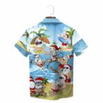 Blue Santa Claus Christmas Beach Vacation Tropical Fun Hawaiian Shirt Back