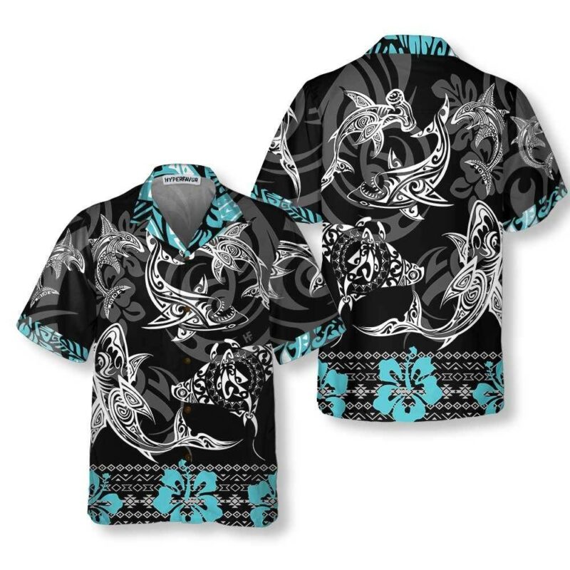 Blue Shark Tattoo Hawaiian Shirt