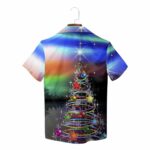 Blue Vibrant Christmas Tree Ornaments Northern Lights Hawaiian Shirt Back