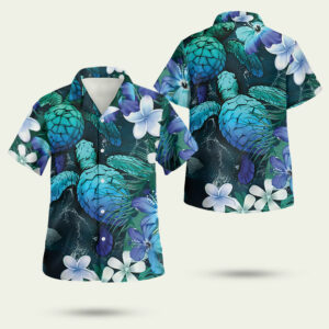 Blue ocean turtle hawaiian shirt