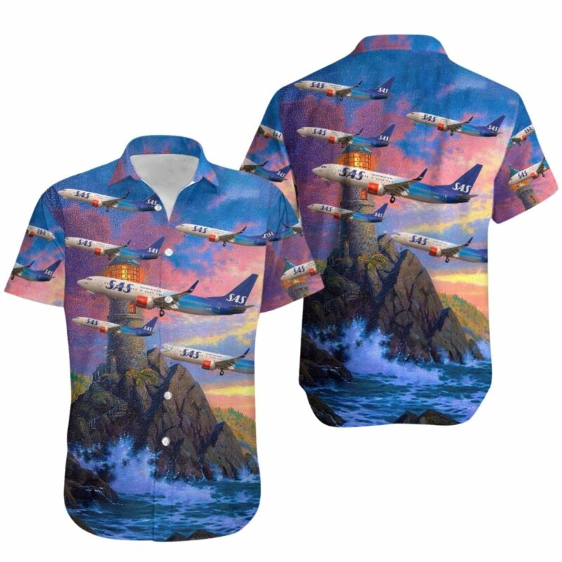 Boeing 737 86N Scandinavian Airlines Sas Hawaiian Shirt