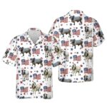 Brahman American Flag Pattern Funny Cow 4th Of July Hawaiian Shirt