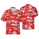Budweiser Beer Coconur Island Red Pattern Hawaiian Shirt